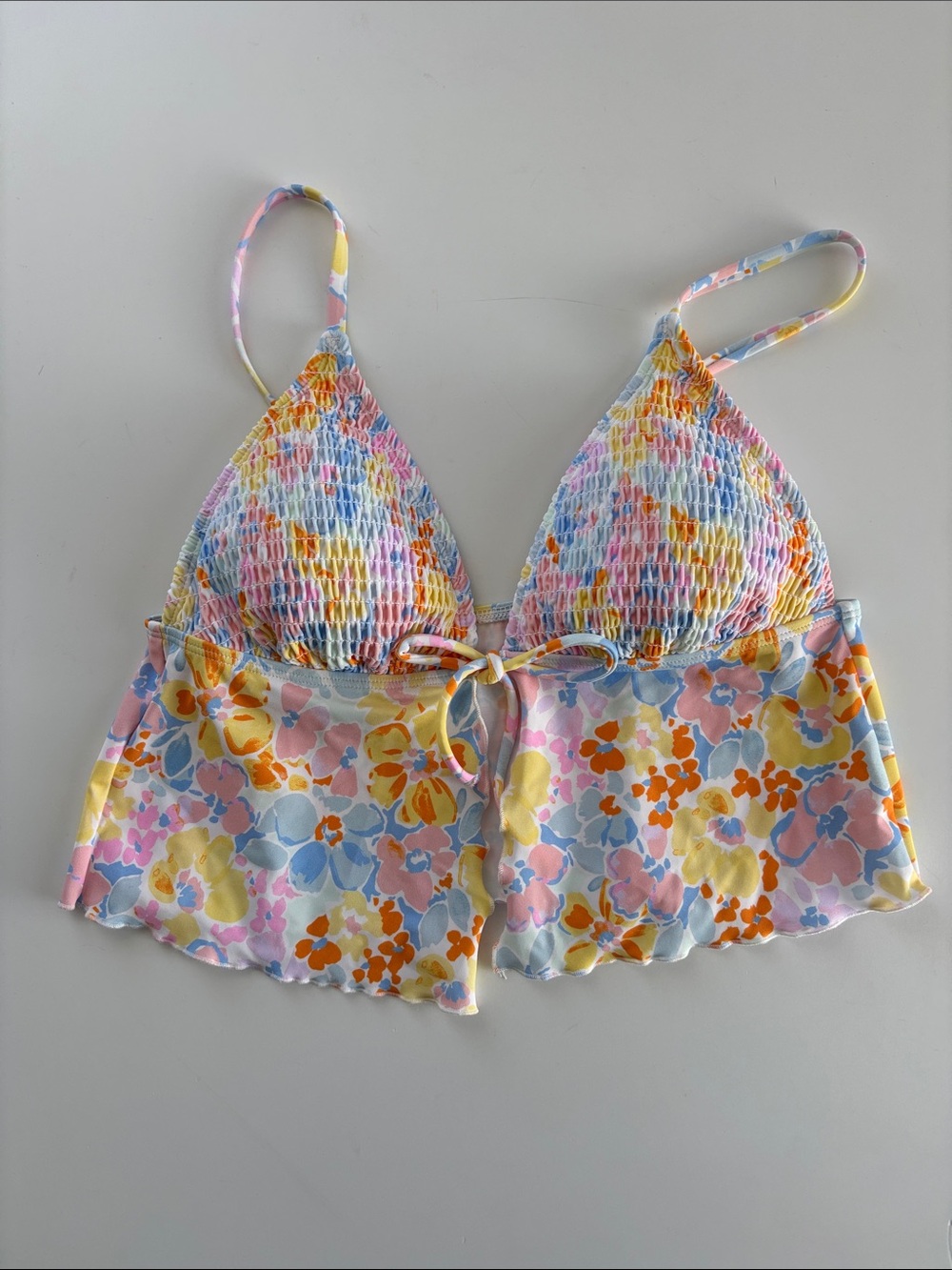 🆕 WILD FABLE | Smocked Tie-Front Fly Away Floral Print Tankini Top